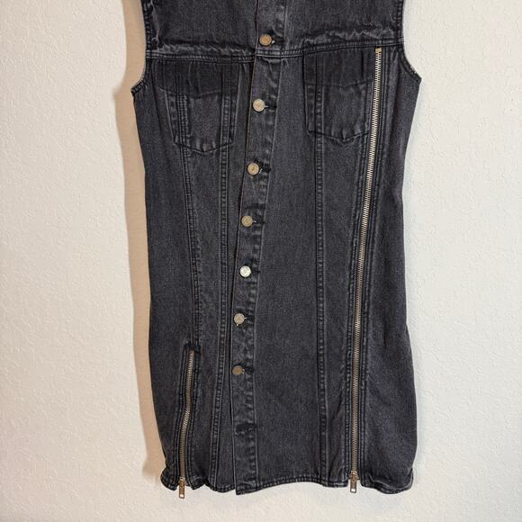 Women's 3.1 Phillip Lim Black Denim Asymmetrical Button Front Zipper Detail Sz 6 - Picture 11 of 11